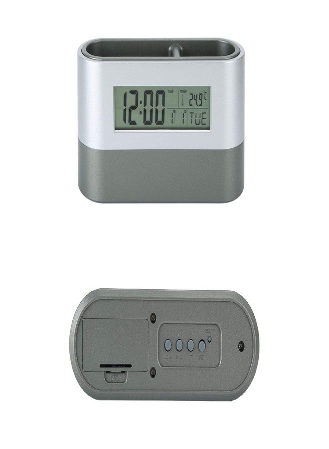 NXZ Oval Desk Stand Pen Holder Table Clock Office Decore Digital Clock Pen Holder - Image 4
